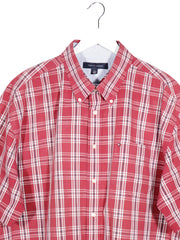 Camasa Tommy Hilfiger roșu cu alb mărime XL detaliu material și croială second-hand premium