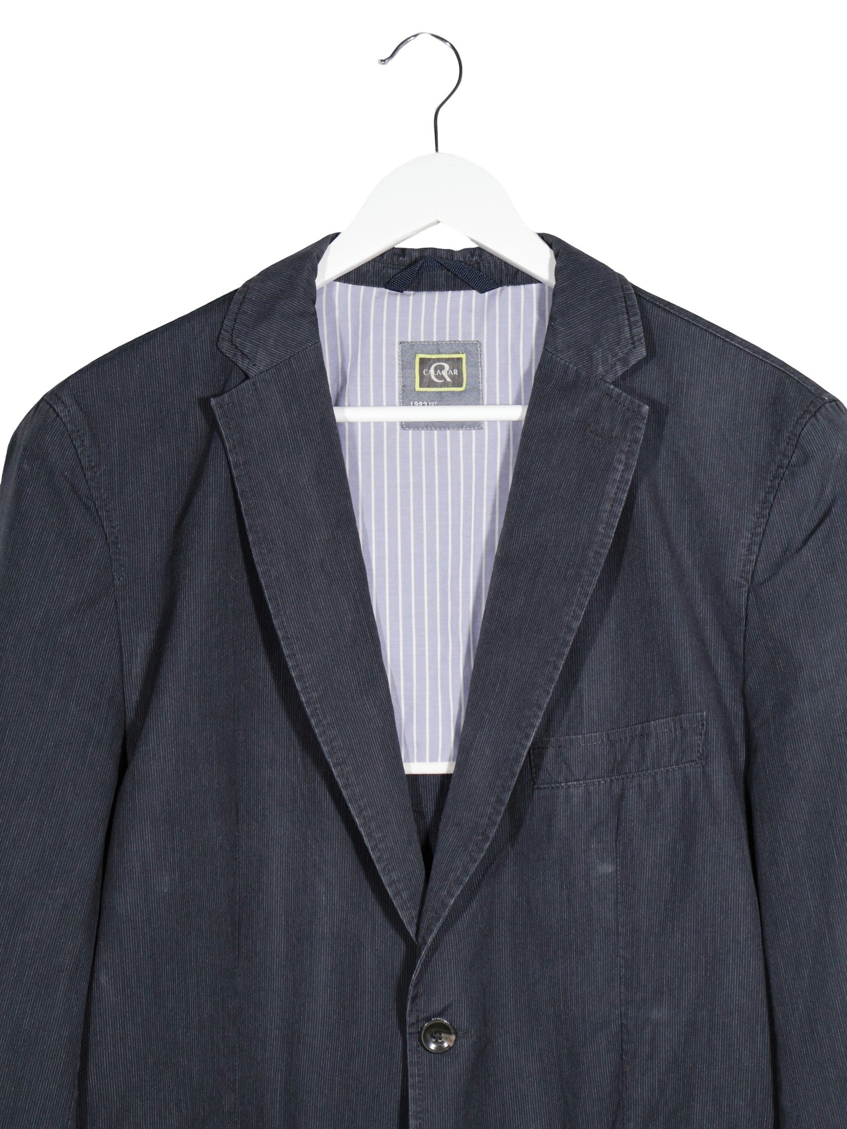 Sacou CALAMAR bleumarin mărime L detaliu material și croială second-hand premium