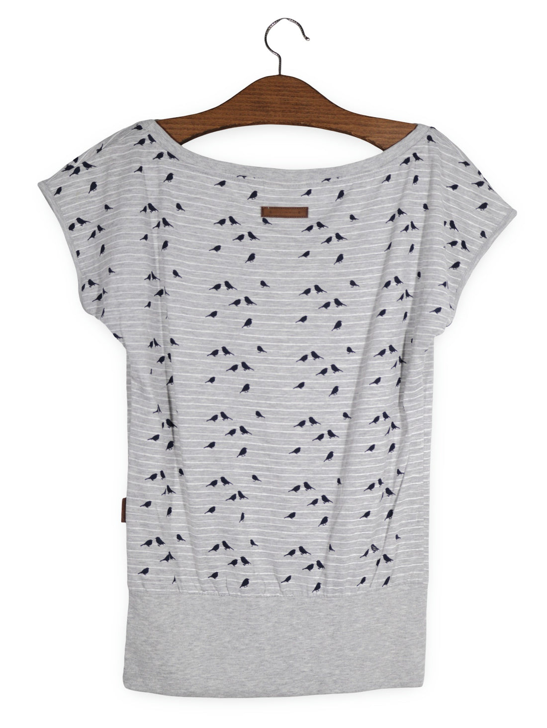 Tricou Naketano gri deschis cu imprimeu bleumarin mărime L vedere din spate second-hand premium