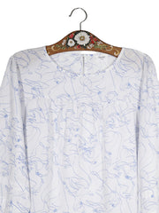 Bluza Marc O'Polo DENIM alb cu imprimeu albastru deschis mărime L detaliu material și croială second-hand premium