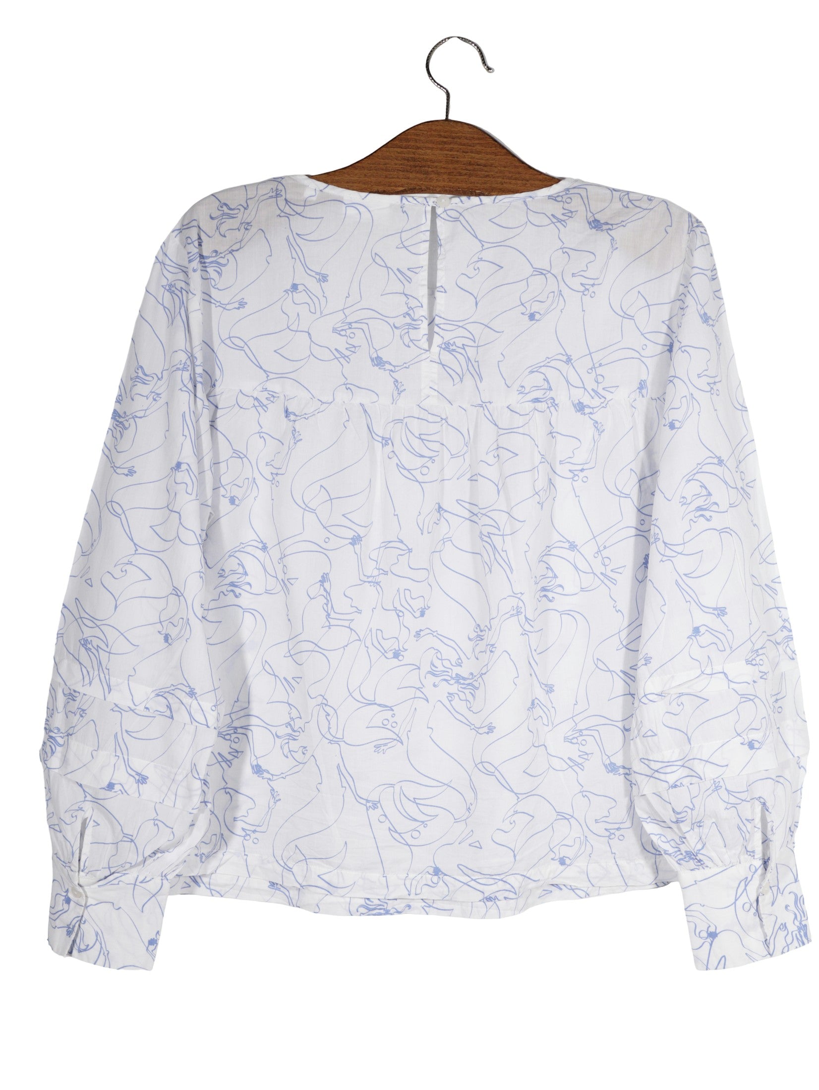 Bluza Marc O'Polo DENIM alb cu imprimeu albastru deschis mărime L vedere din spate second-hand premium
