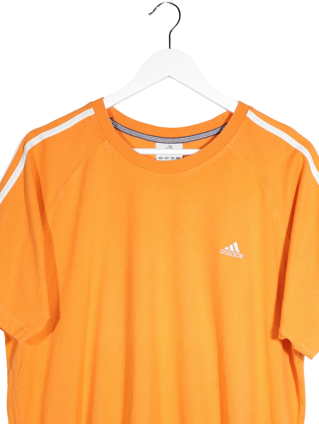 Tricou Adidas portocaliu mărime L detaliu material și croială second-hand premium