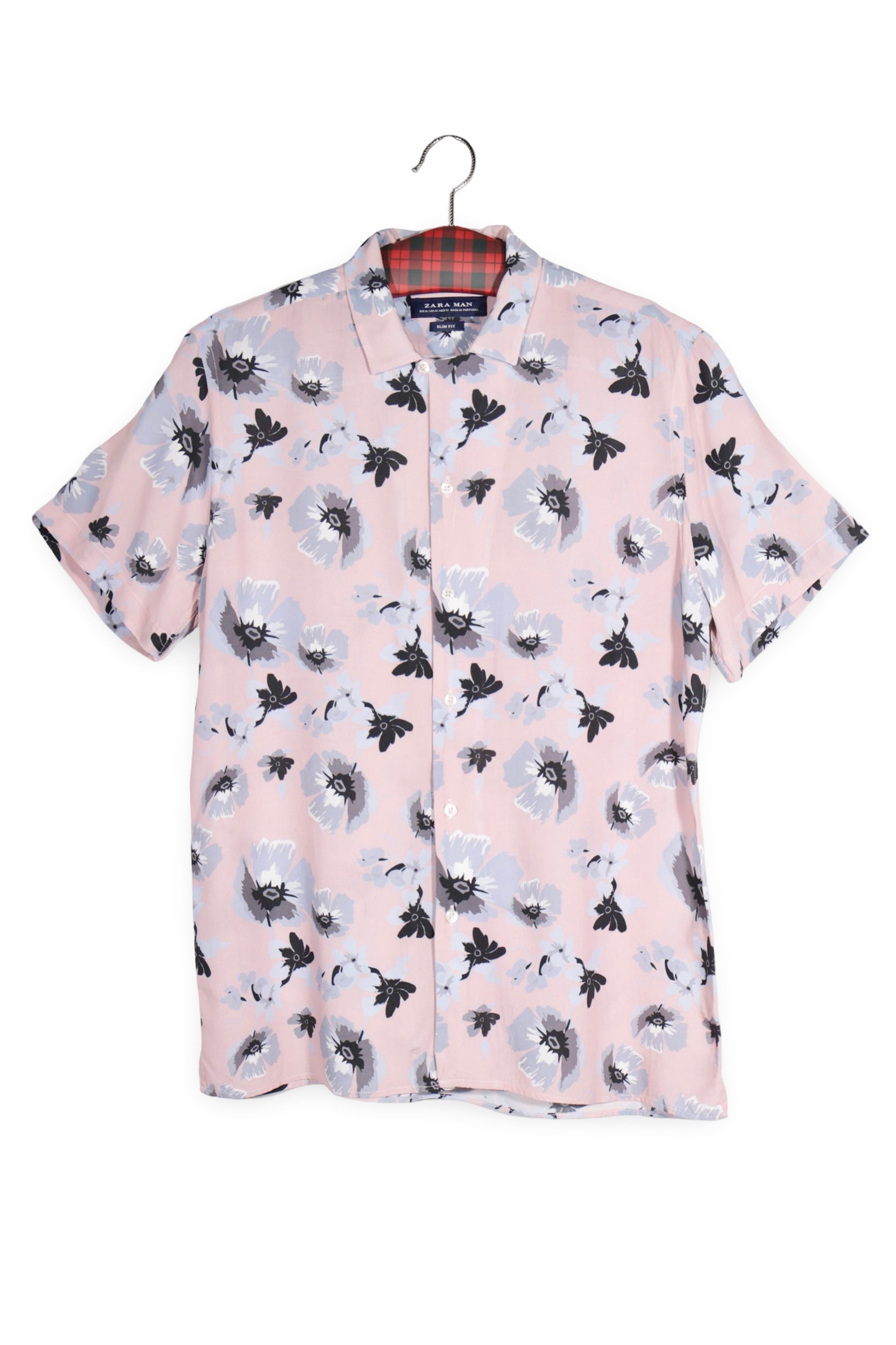 Cămașă - Zara camasa slim fit florală din viscoză – M – Bărbați - fata