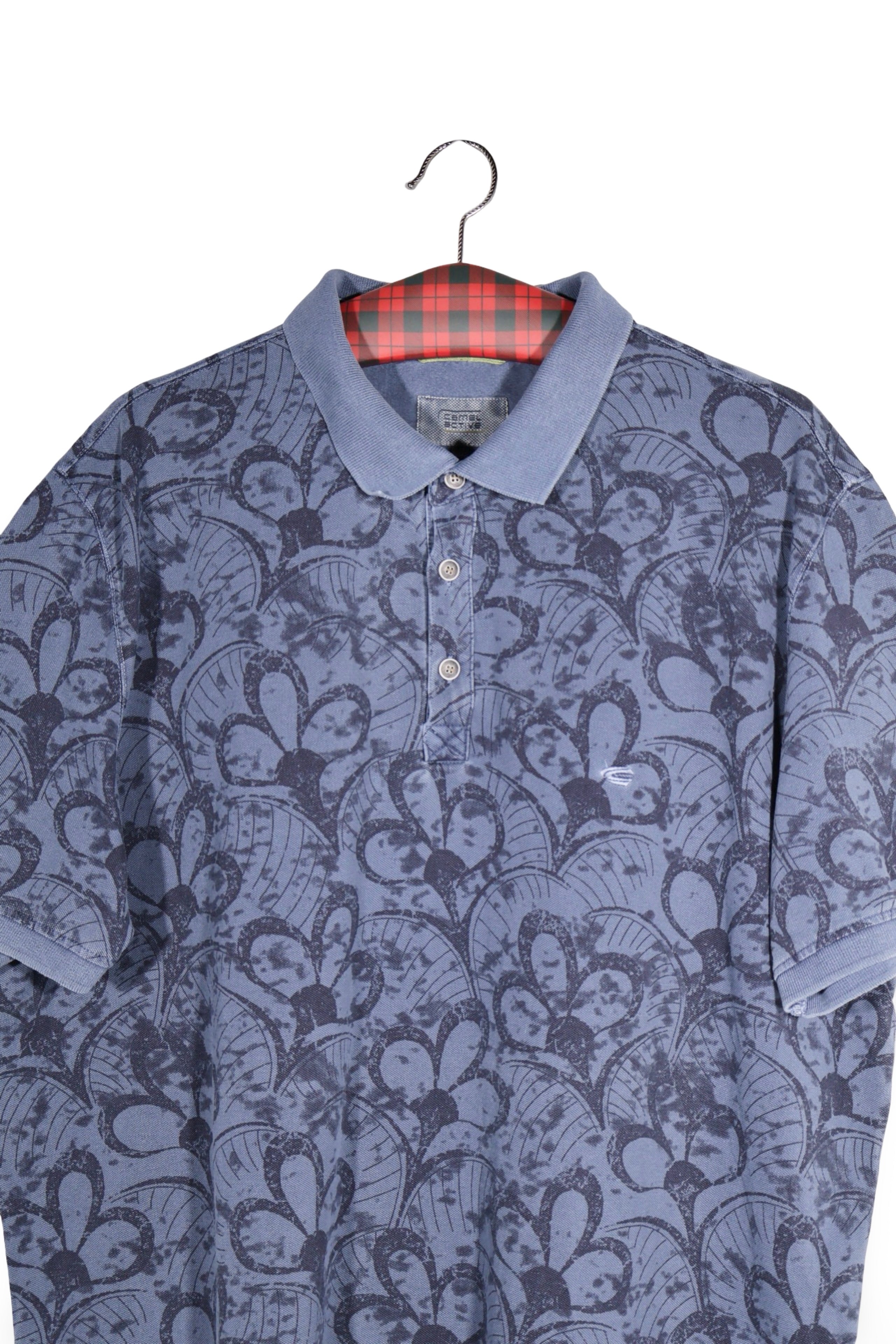 Tricou - Camel albastru cu imprimeu grafic floral – M – Bărbați - detaliu