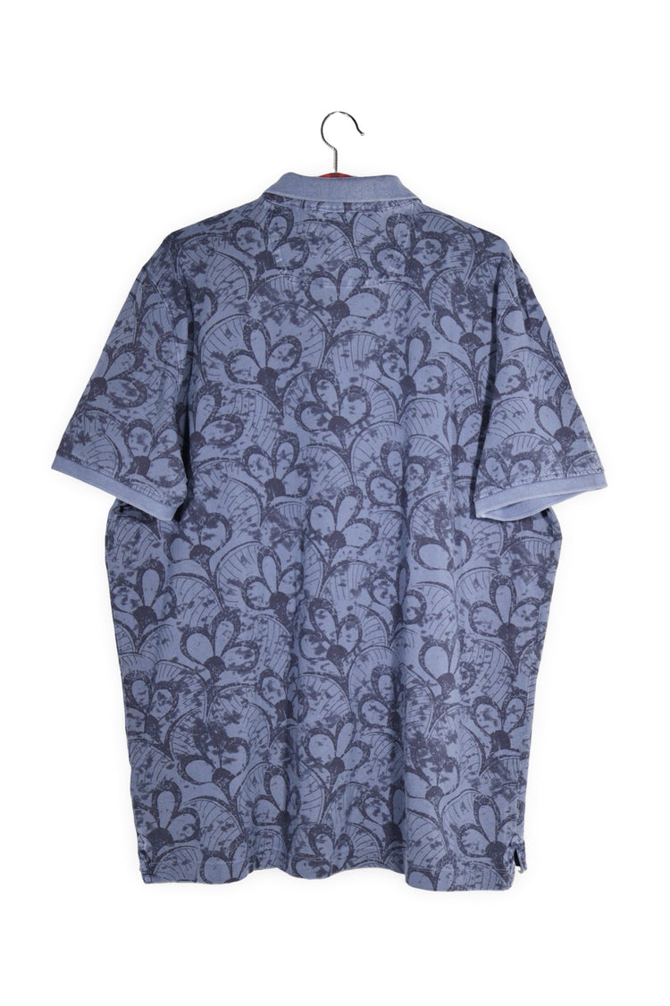 Tricou - Camel albastru cu imprimeu grafic floral – M – Bărbați - spate