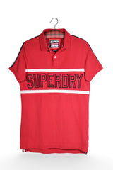 Tricou - Superdry polo rosu cu logo contrastant – M – Bărbați - fata