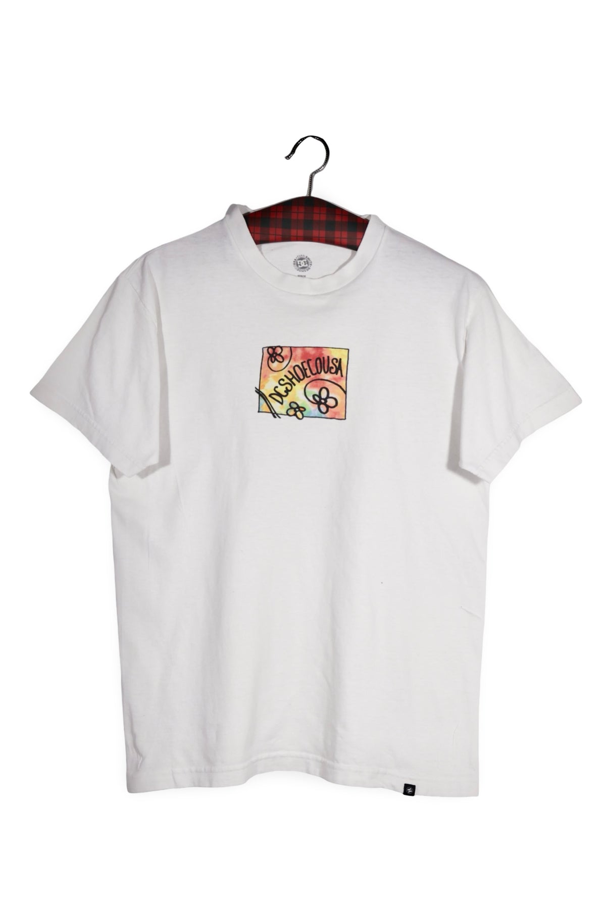Tricou - DC alb cu print grafic pastelat – M – Femei - fata