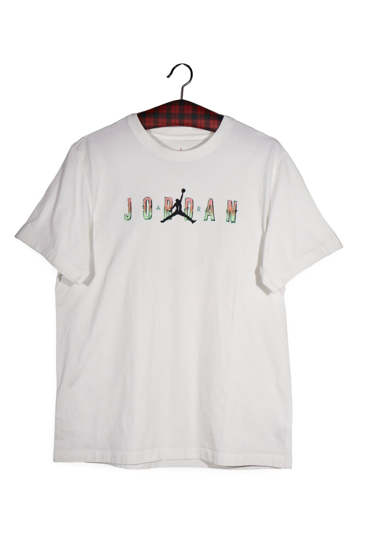 Tricou - Jordan alb cu logo grafic colorat – M – Bărbați - fata