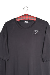 Tricou - Premium negru oversized din bumbac elastic – L – Bărbați - detaliu