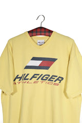 Tricou - Tommy Hilfiger galben pastel din bumbac, cu logo Athletics – XL – Bărbați - spate
