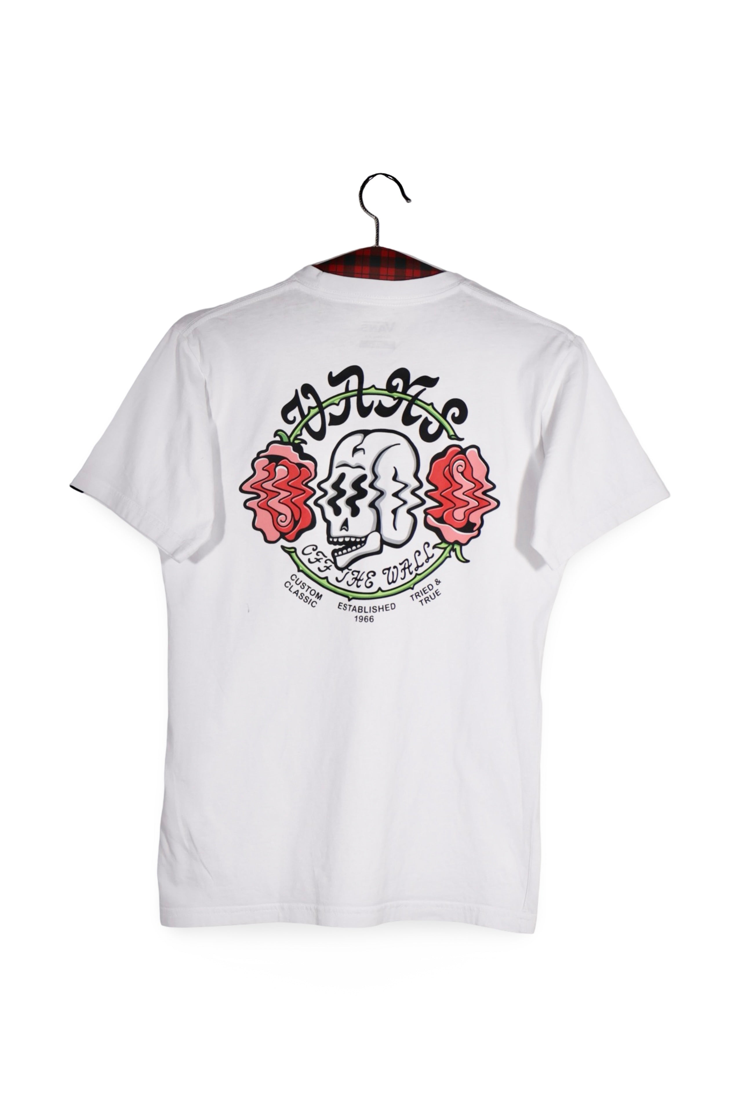 Tricou - VANS alb cu print grafic pe piept si spate – S – Femei - spate