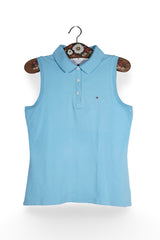 Top - Tommy Hilfiger polo fara mâneci bleu deschis – M – Femei - fata