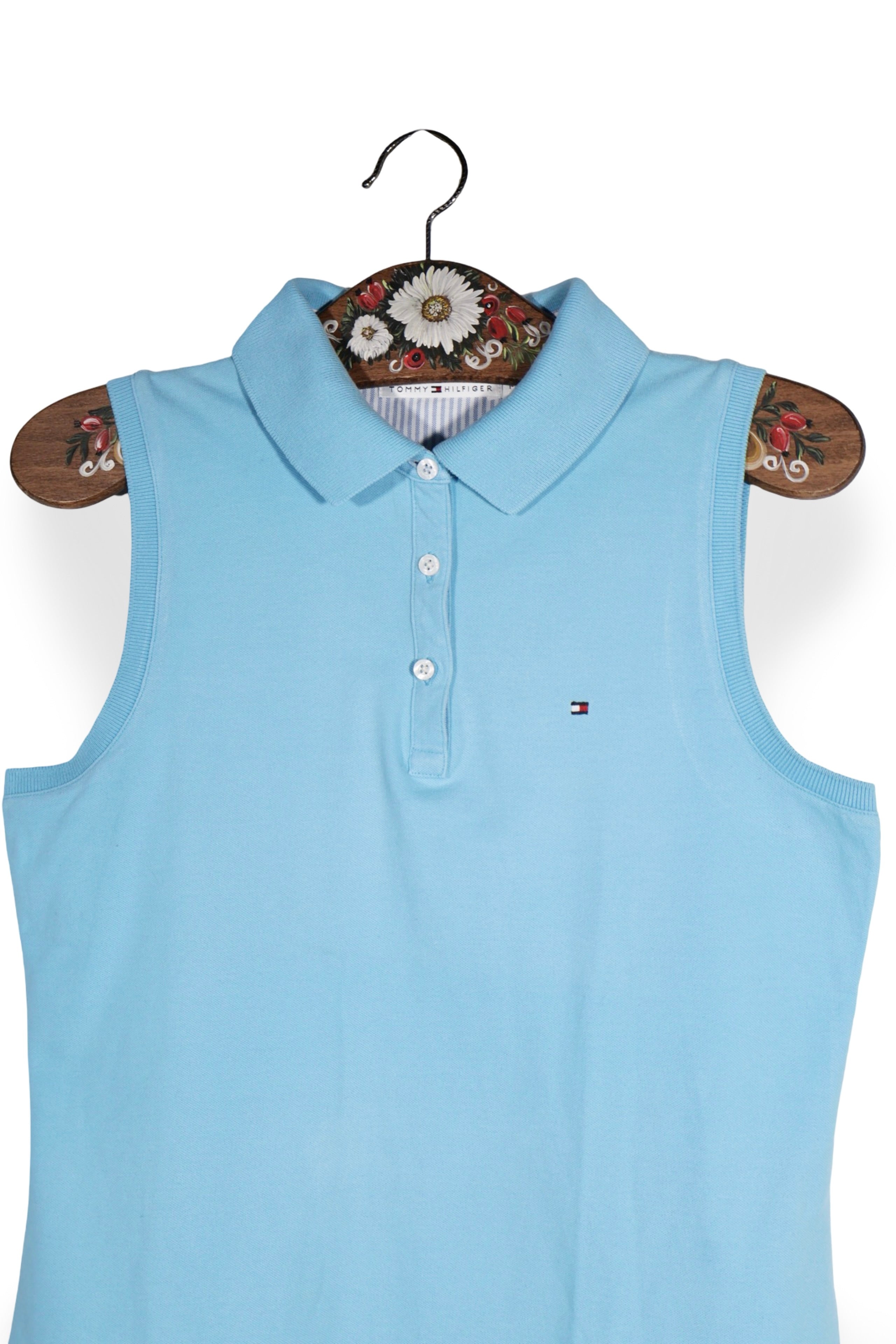 Top - Tommy Hilfiger polo fara mâneci bleu deschis – M – Femei - detaliu