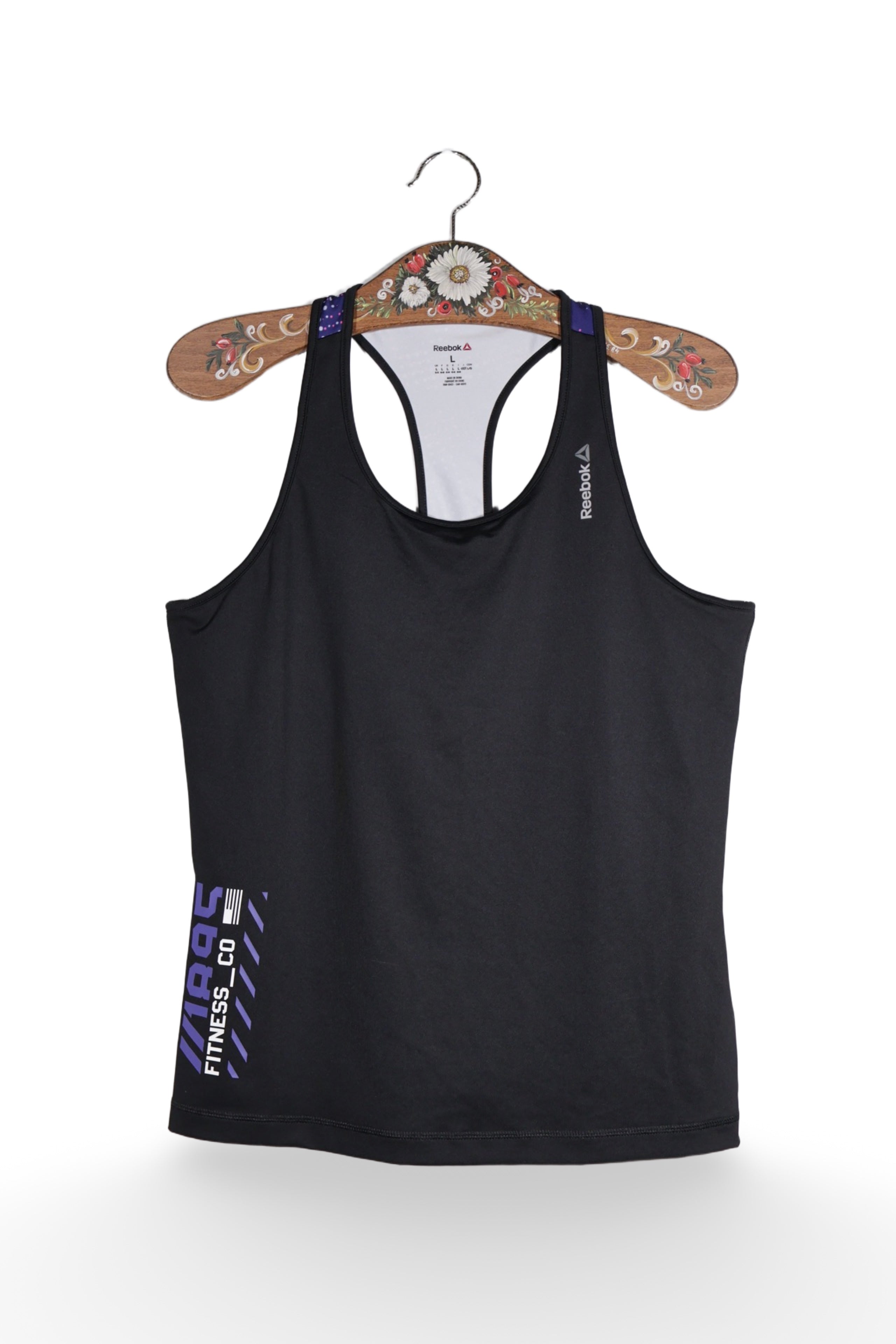 Maiou - Reebok negru sport din material elastic – L – Femei - fata