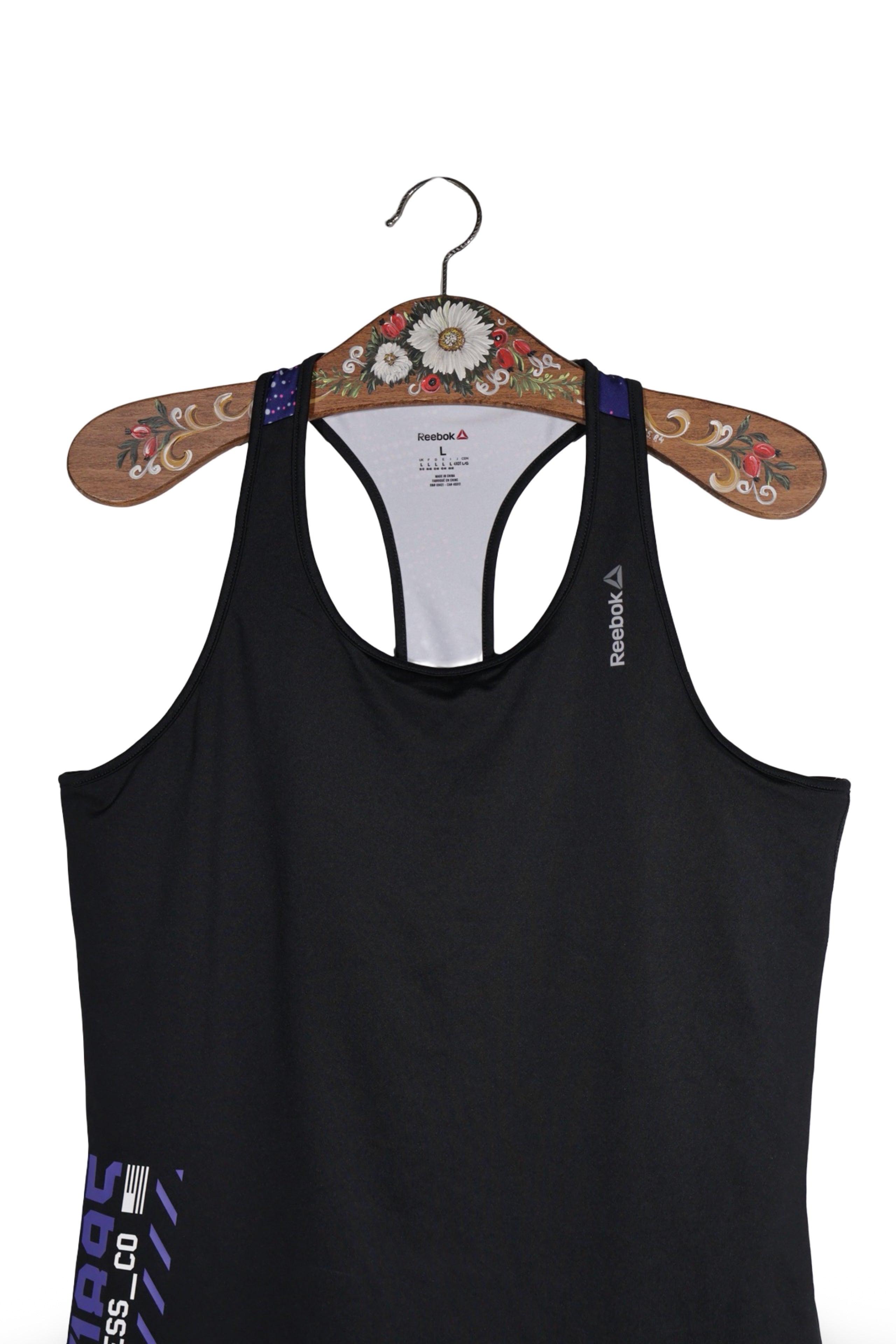 Maiou - Reebok negru sport din material elastic – L – Femei - detaliu