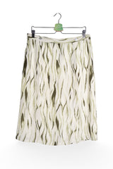 Fustă - Premium fusta midi cu imprimeu abstract vernil – L – Femei - fata