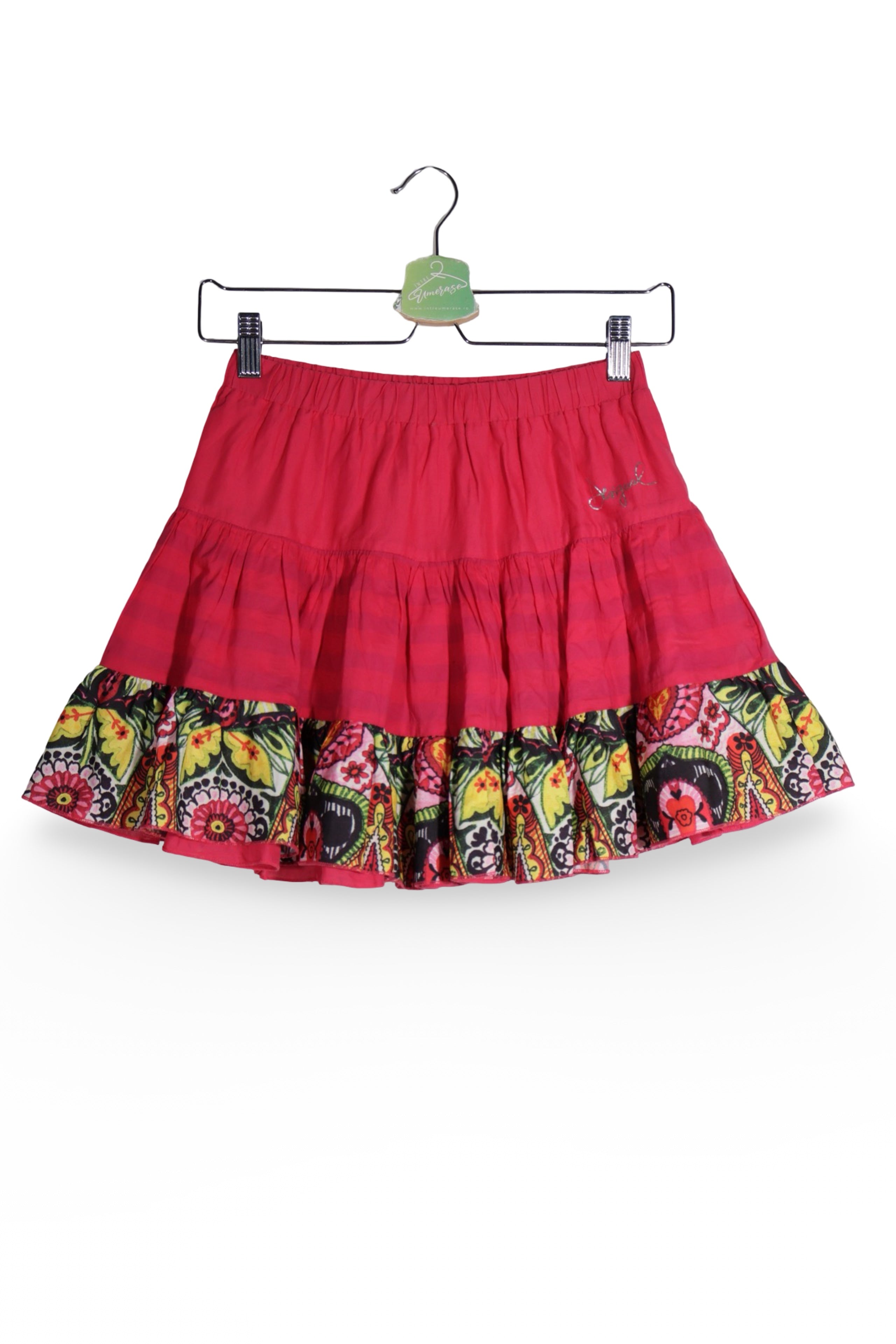 Fustă - Desigual fustă roz fuchsia cu volan imprimat – XXS – Femei - fata