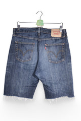 Blugi scurți - Levi's din denim albastru cu tiv decupat – M – Bărbați - detaliu