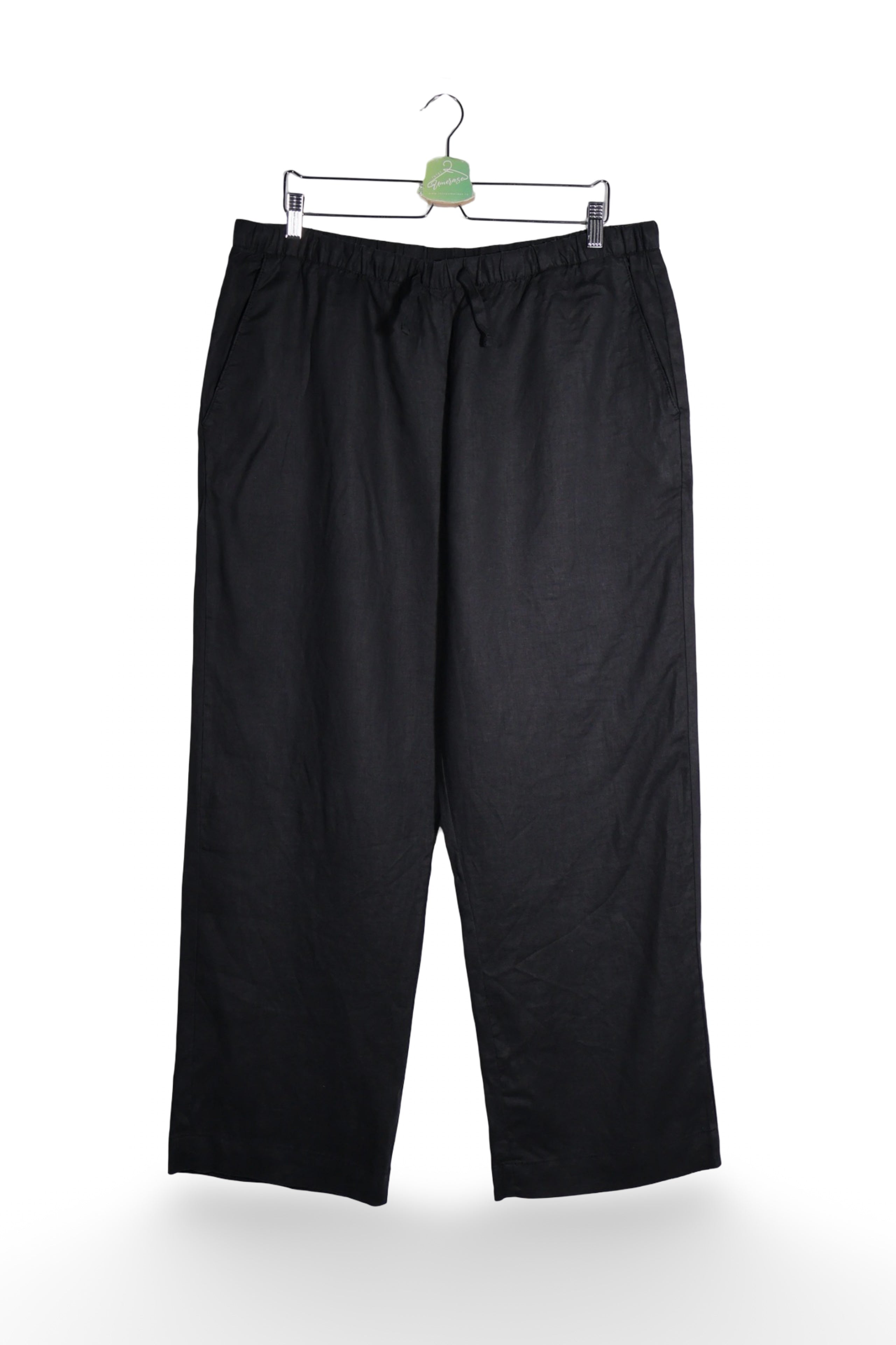 Pantaloni - Alte Branduri negri din in cu talie elastică – XL – Femei - fata