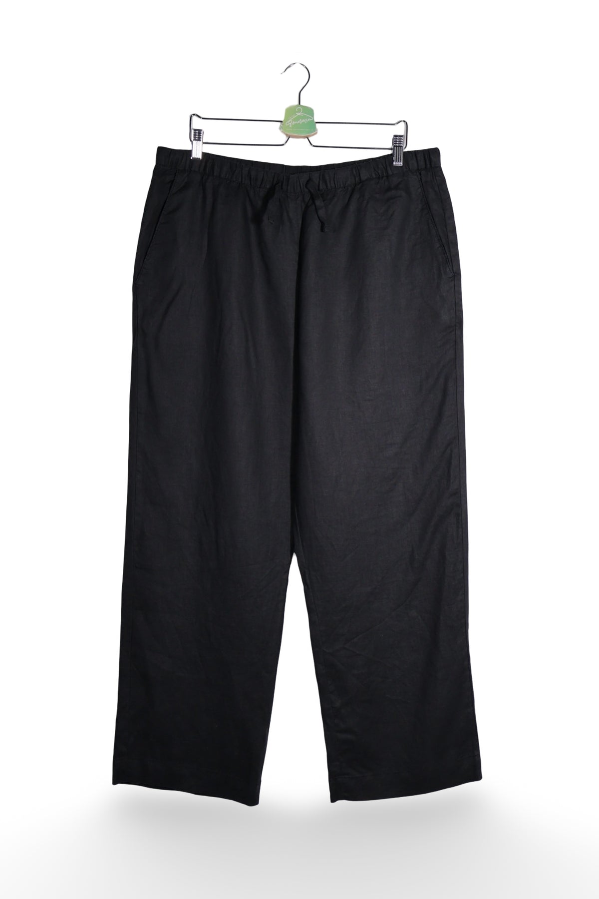 Pantaloni - Alte Branduri negri din in cu talie elastică – XL – Femei - fata