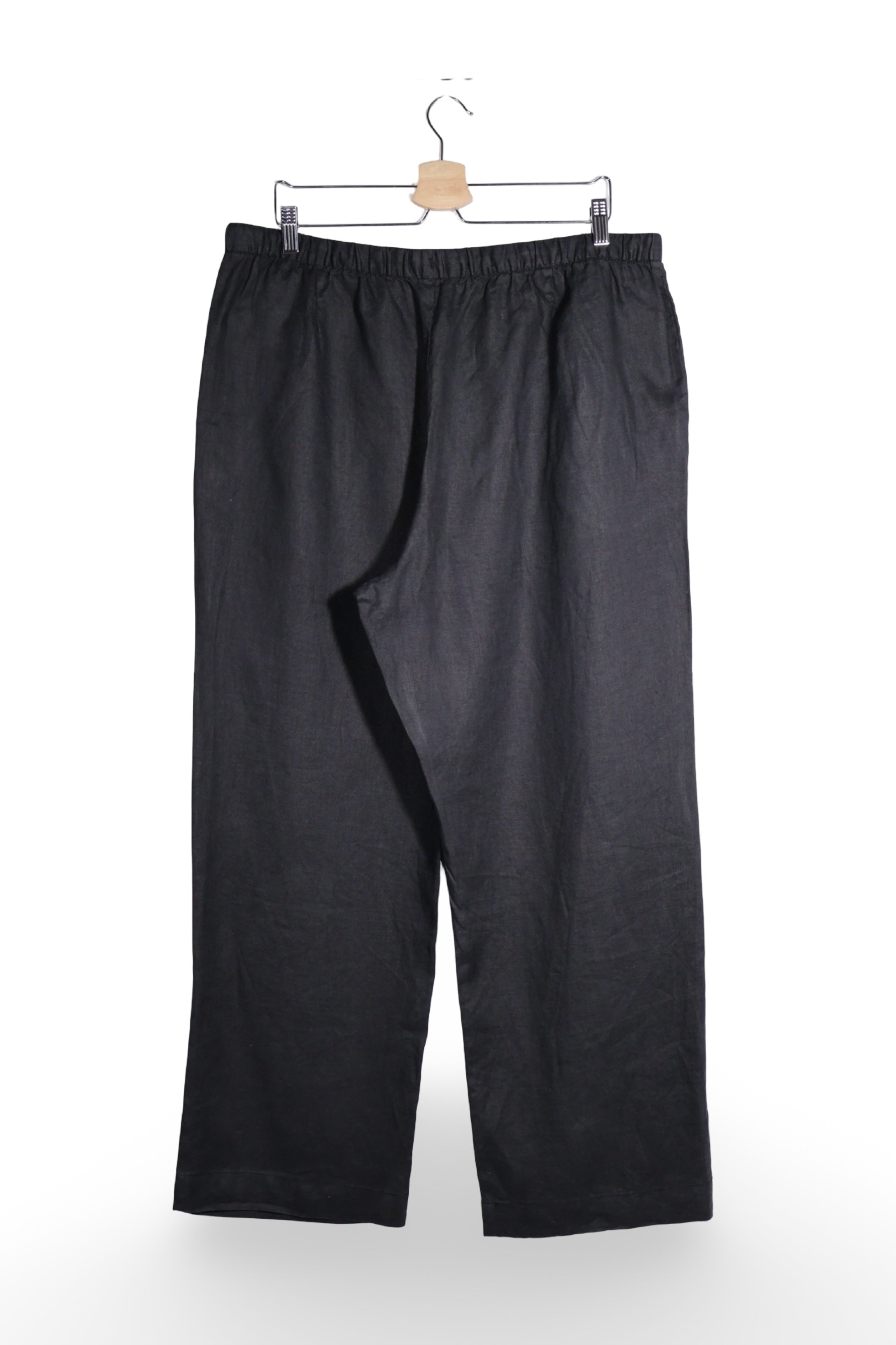 Pantaloni - Alte Branduri negri din in cu talie elastică – XL – Femei - spate