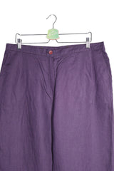 Pantaloni - Alte Branduri pantaloni mov din in si bumbac – XXL – Femei - detaliu