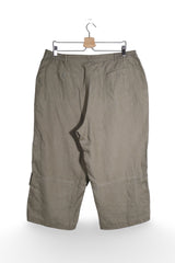 Pantaloni - Alte Branduri cargo kaki din in, cu broderie florala – XL – Femei - spate