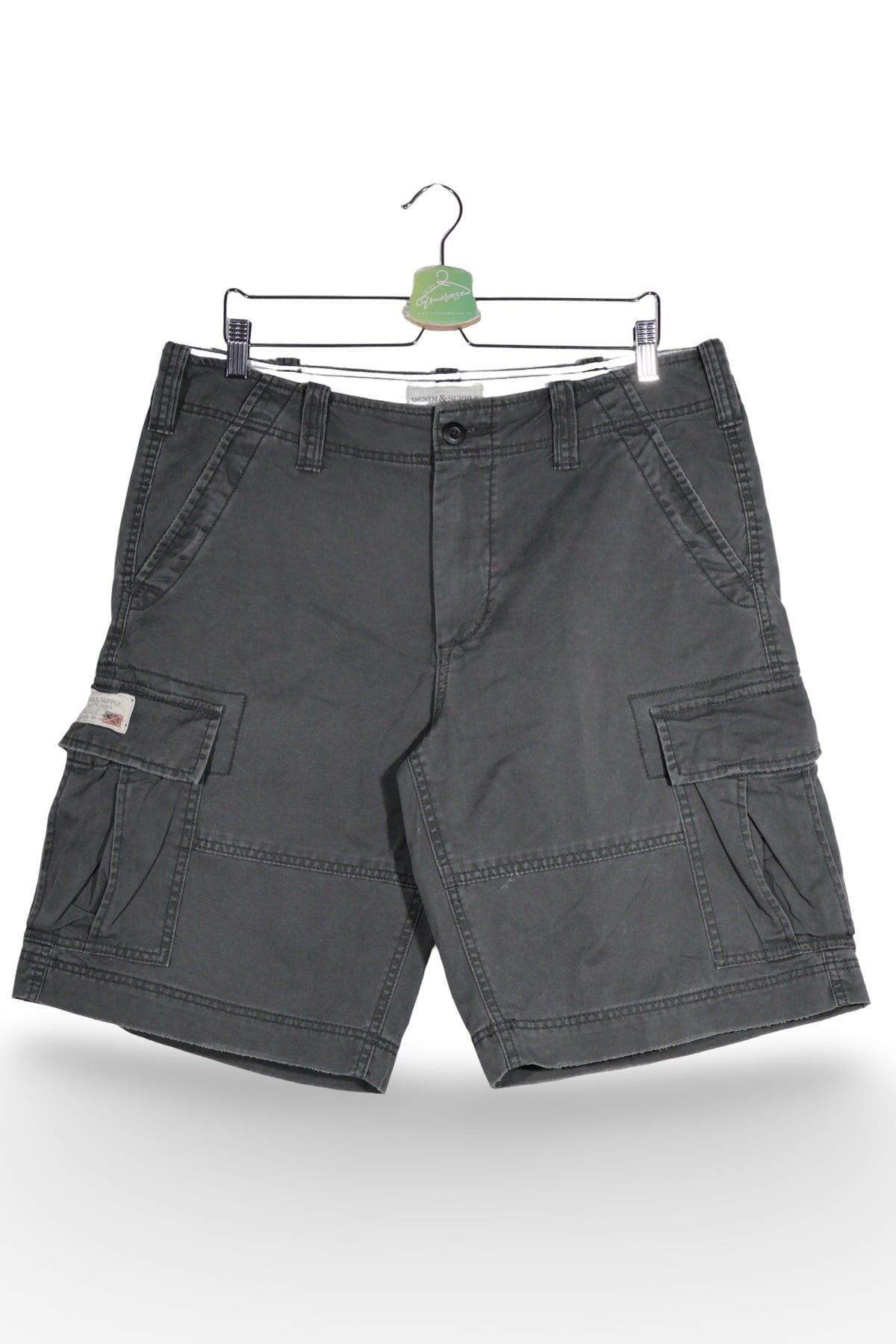 Pantaloni scurți - RALPH LAUREN cargo gri antracit din bumbac – L – Bărbați - fata