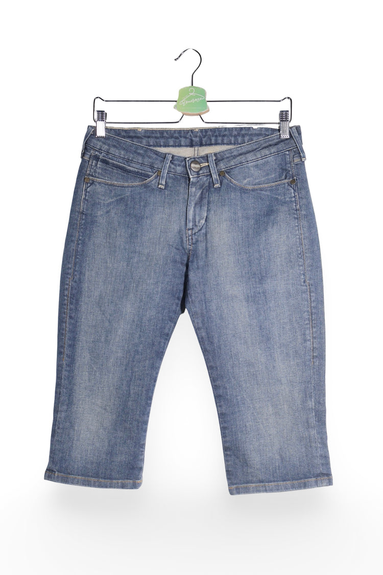 Blugi 2/3 - Wrangler albastru decolorat din bumbac elastic – M – Bărbați - fata
