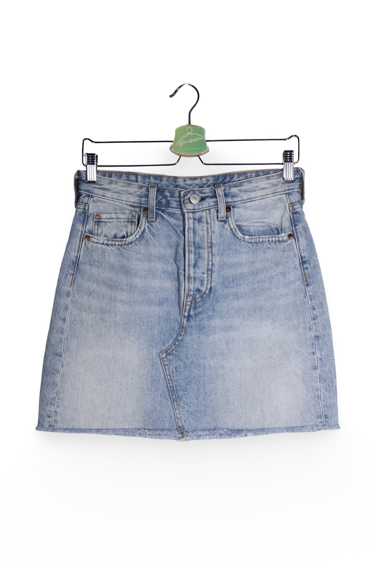 Fustă - H&M denim albastru deschis cu spalare decolorata – S – Femei - fata