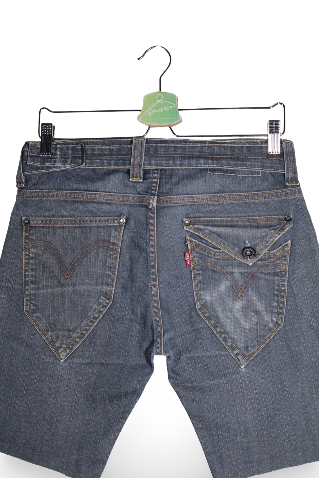 Blugi scurți - Levi's blugi scurti straight albastru inchis spalat – S – Bărbați - spate