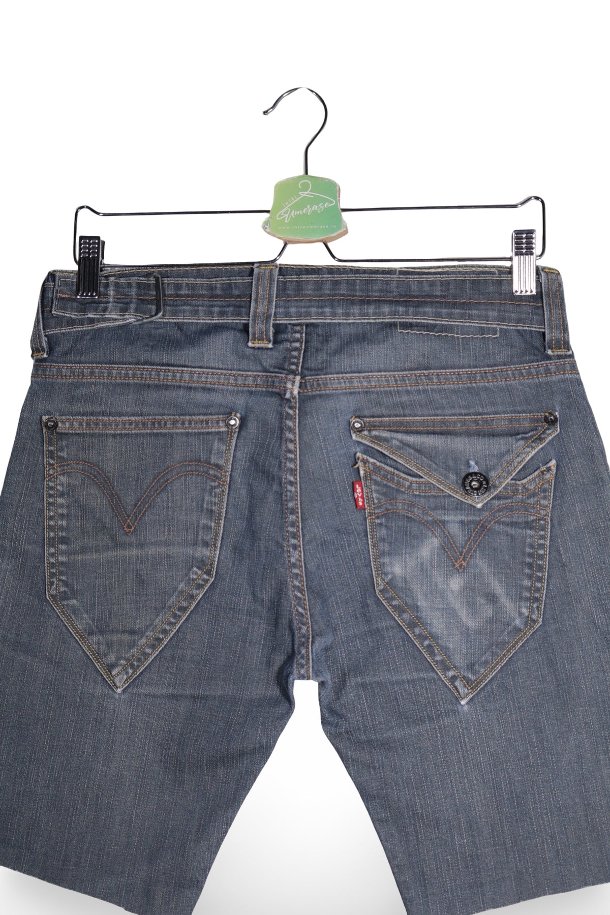 Blugi scurți - Levi's blugi scurti straight albastru inchis spalat – S – Bărbați - spate