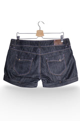 Pantaloni scurți - Premium denim albastru inchis cu mansete rasfrante – L – Femei - spate