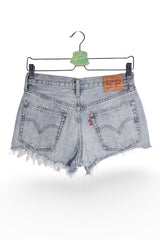 Blugi scurți - Levi's blugi scurti bleu decolorați, tiv franjurat – XS – Femei - spate