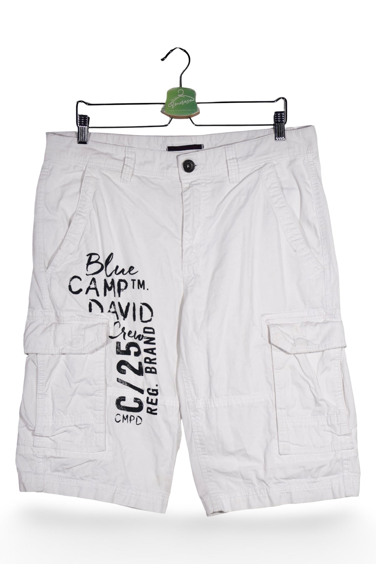 Pantaloni scurți - Camp David cargo alb din bumbac – L – Bărbați - fata