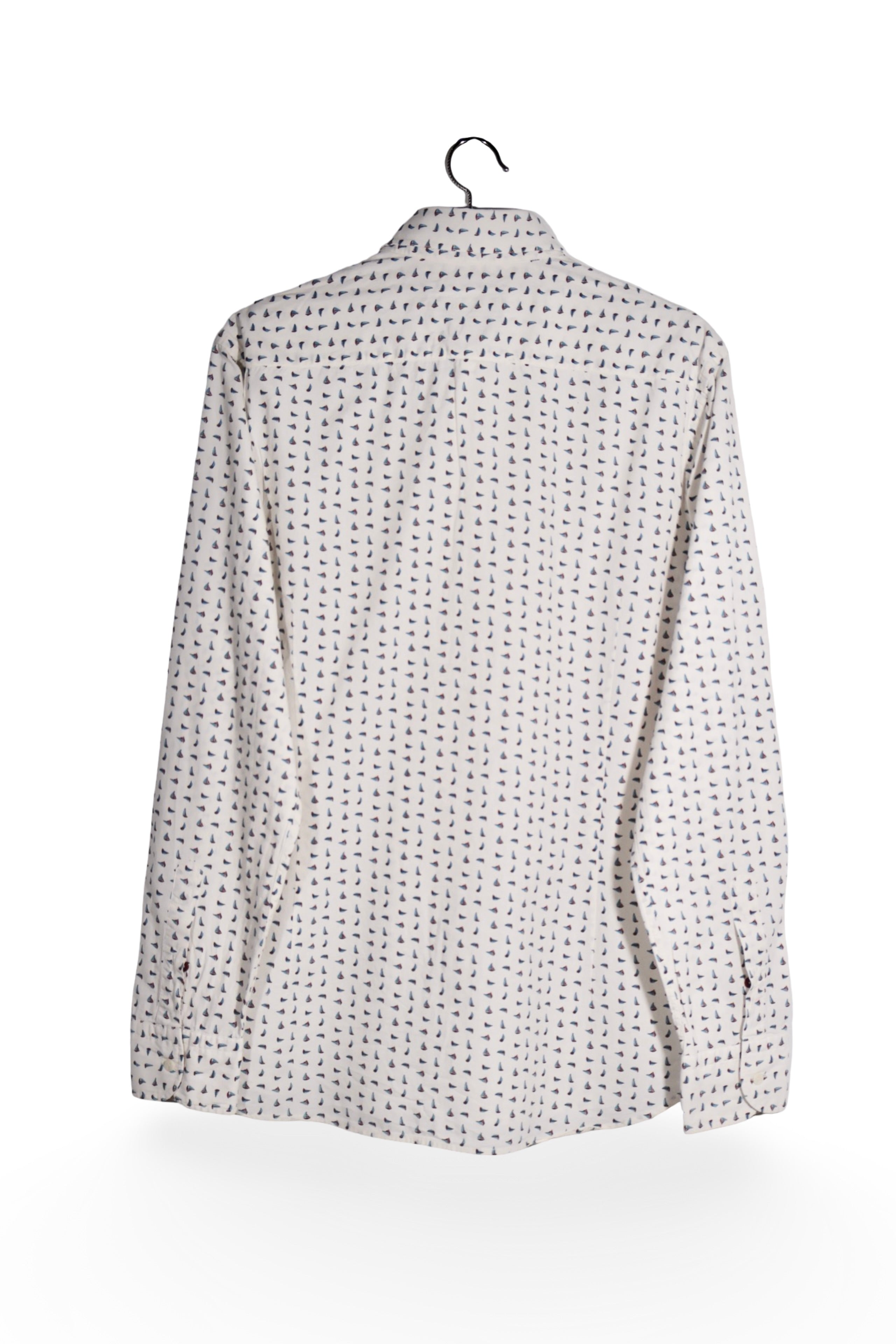 Cămașă - Massimo Dutti alb cu imprimeu geometric fin – L – Bărbați - spate