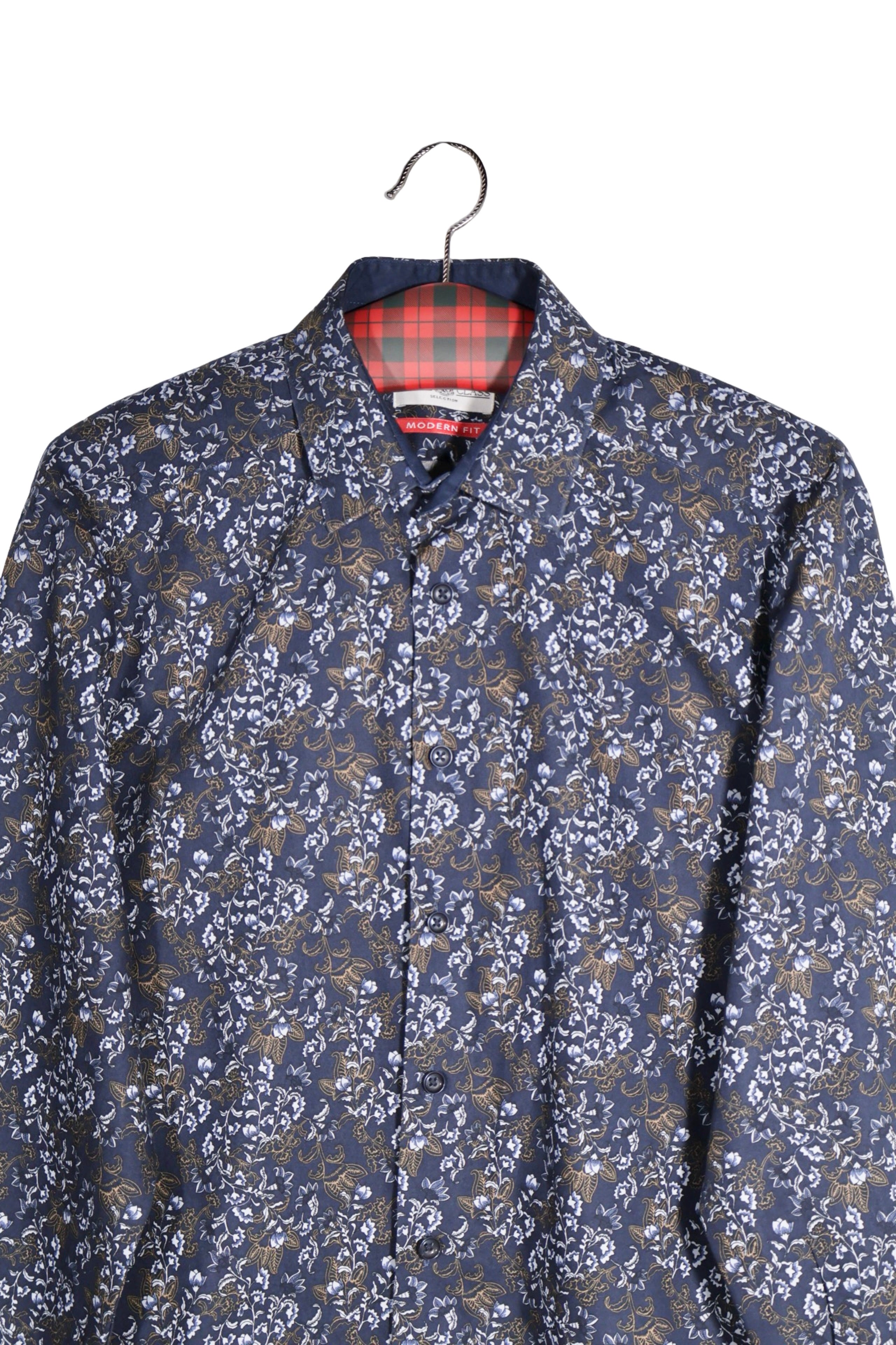 Cămașă - Royal Class floral bleumarin din bumbac – M – Bărbați - detaliu