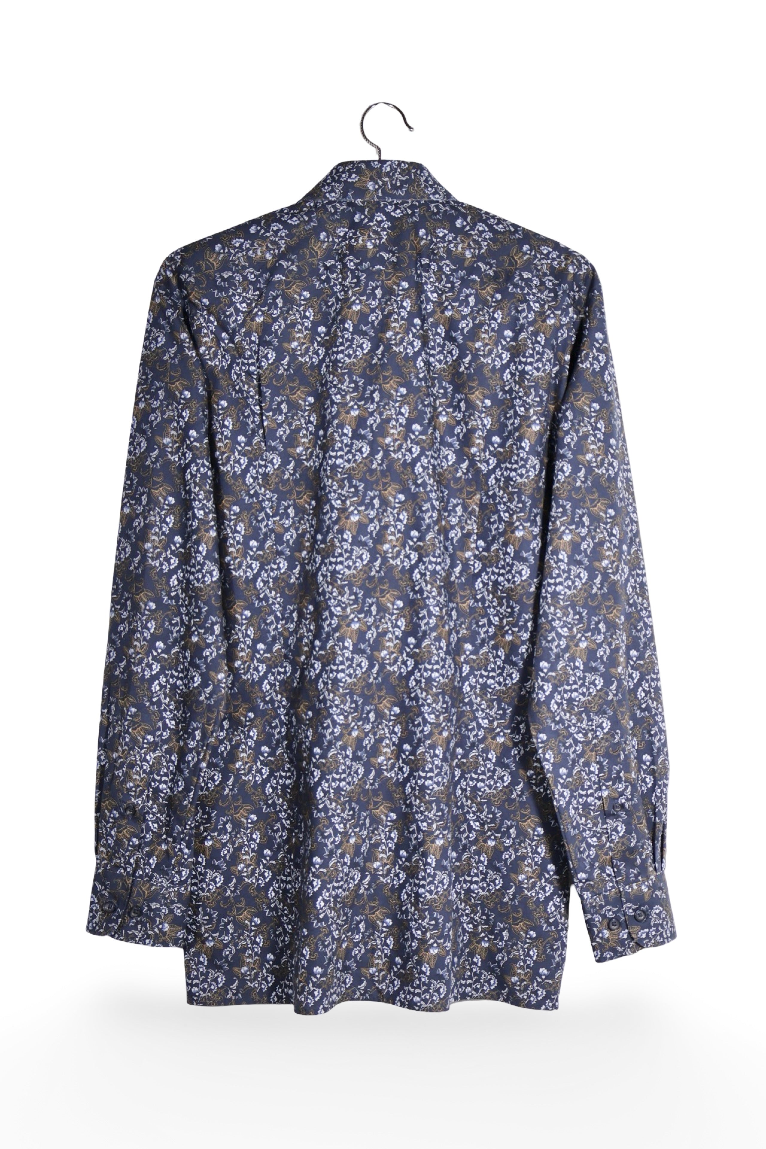 Cămașă - Royal Class floral bleumarin din bumbac – M – Bărbați - spate