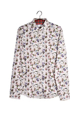 Cămașă - Eton alb cu imprimeu floral fin – M – Bărbați - fata