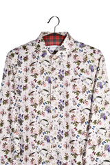 Cămașă - Eton alb cu imprimeu floral fin – M – Bărbați - detaliu