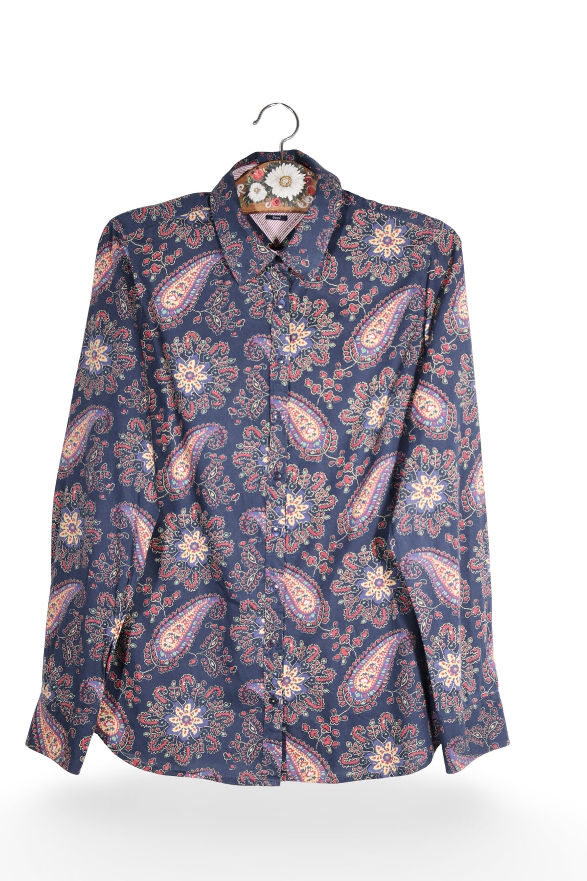 Cămașă - Tommy Hilfiger bleumarin cu imprimeu floral-paisley – S – Femei - detaliu