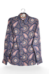 Cămașă - Tommy Hilfiger bleumarin cu imprimeu floral-paisley – S – Femei - detaliu