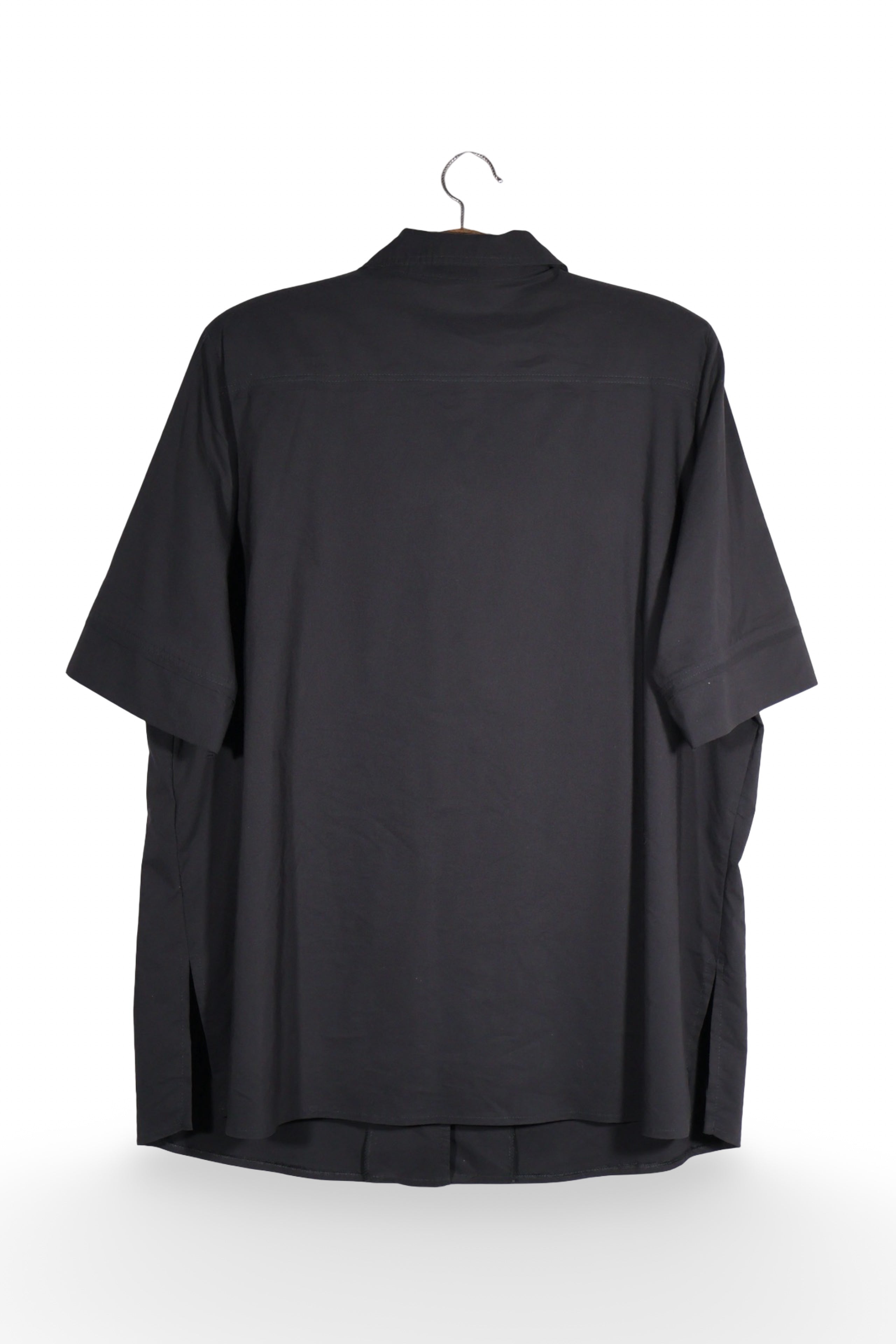 Cămașă - Vintage neagră, amplă, cu mânecă scurtă – XL – Femei - spate