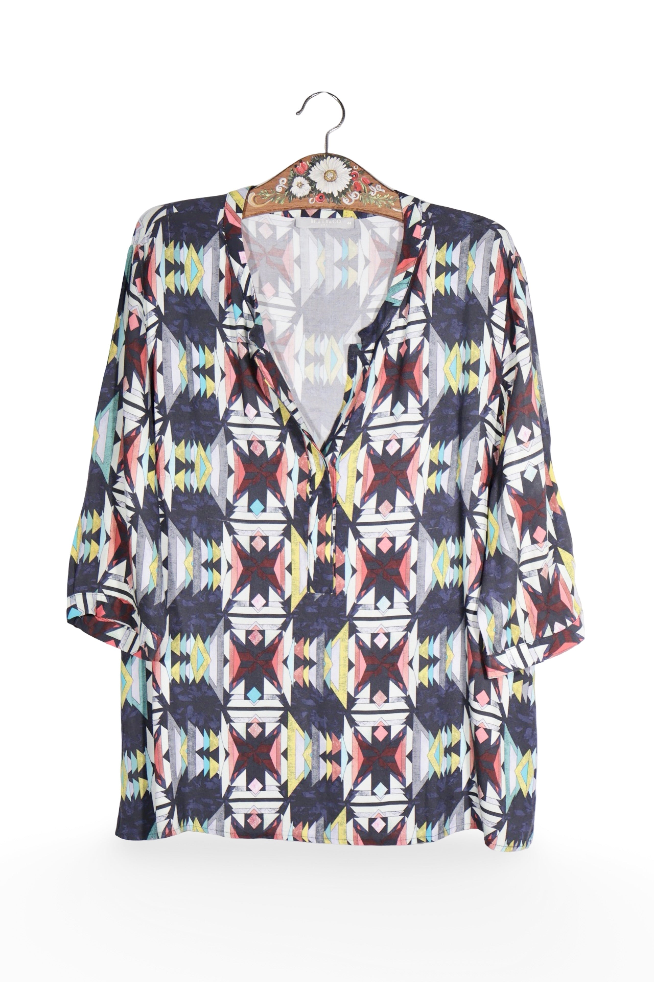 Cămașă - Alte Branduri geometric multicolor din vascoza – XL – Femei - fata