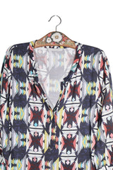 Cămașă - Alte Branduri geometric multicolor din vascoza – XL – Femei - detaliu