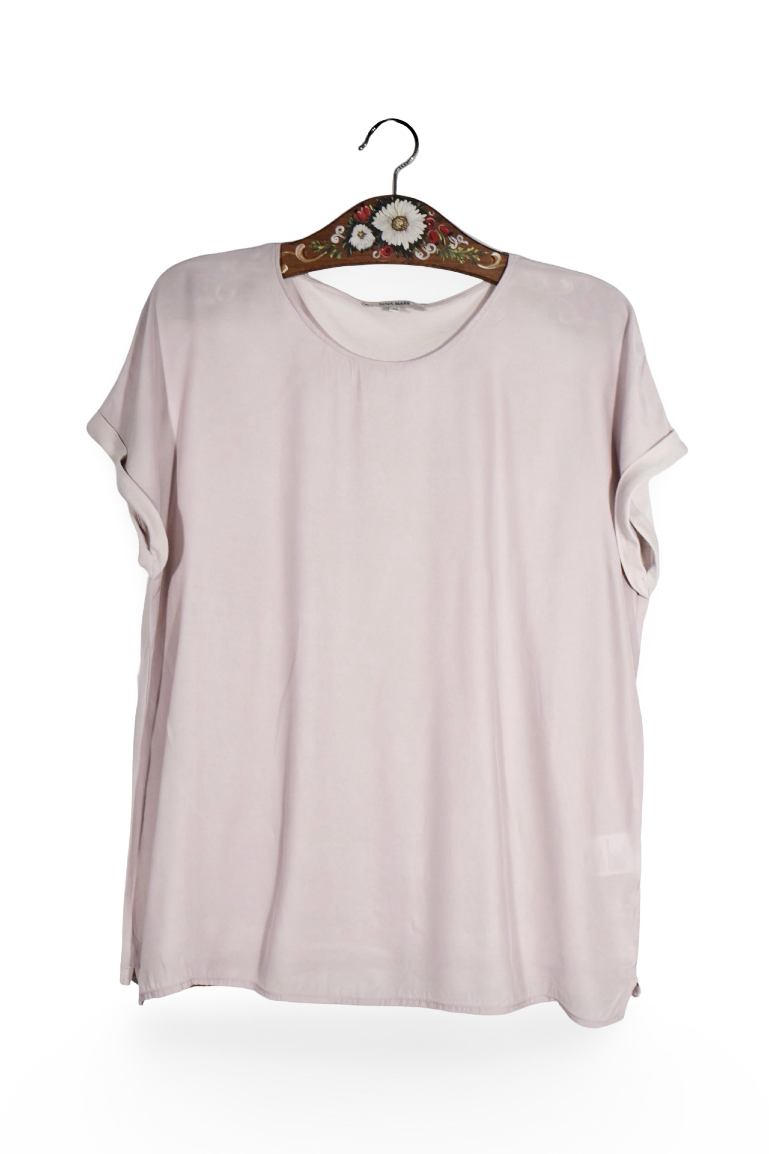 Tricou - Premium roz pal din matase si bumbac – M – Femei - fata