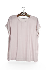 Tricou - Premium roz pal din matase si bumbac – M – Femei - fata