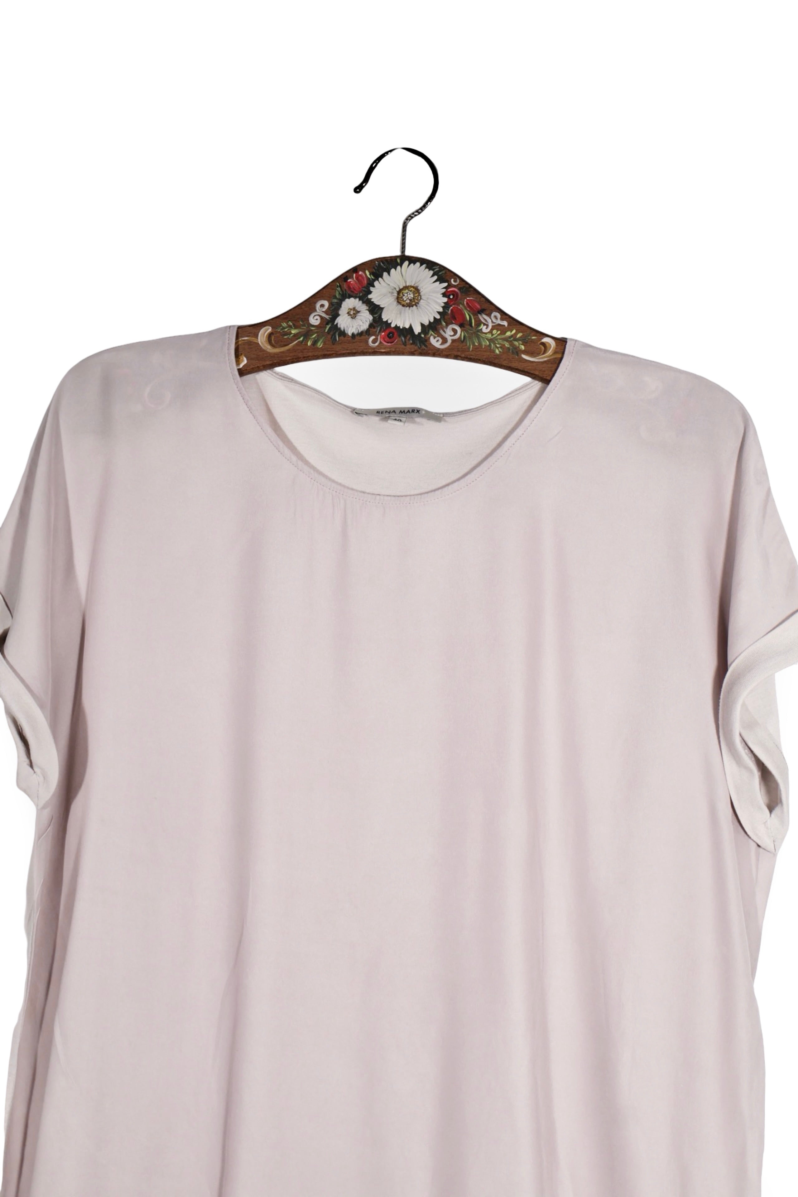 Tricou - Premium roz pal din matase si bumbac – M – Femei - detaliu