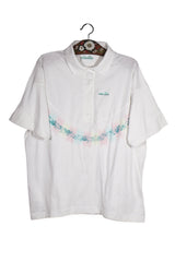 Tricou - Ellesse alb cu print floral pastel – XL – Femei - fata