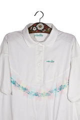 Tricou - Ellesse alb cu print floral pastel – XL – Femei - detaliu